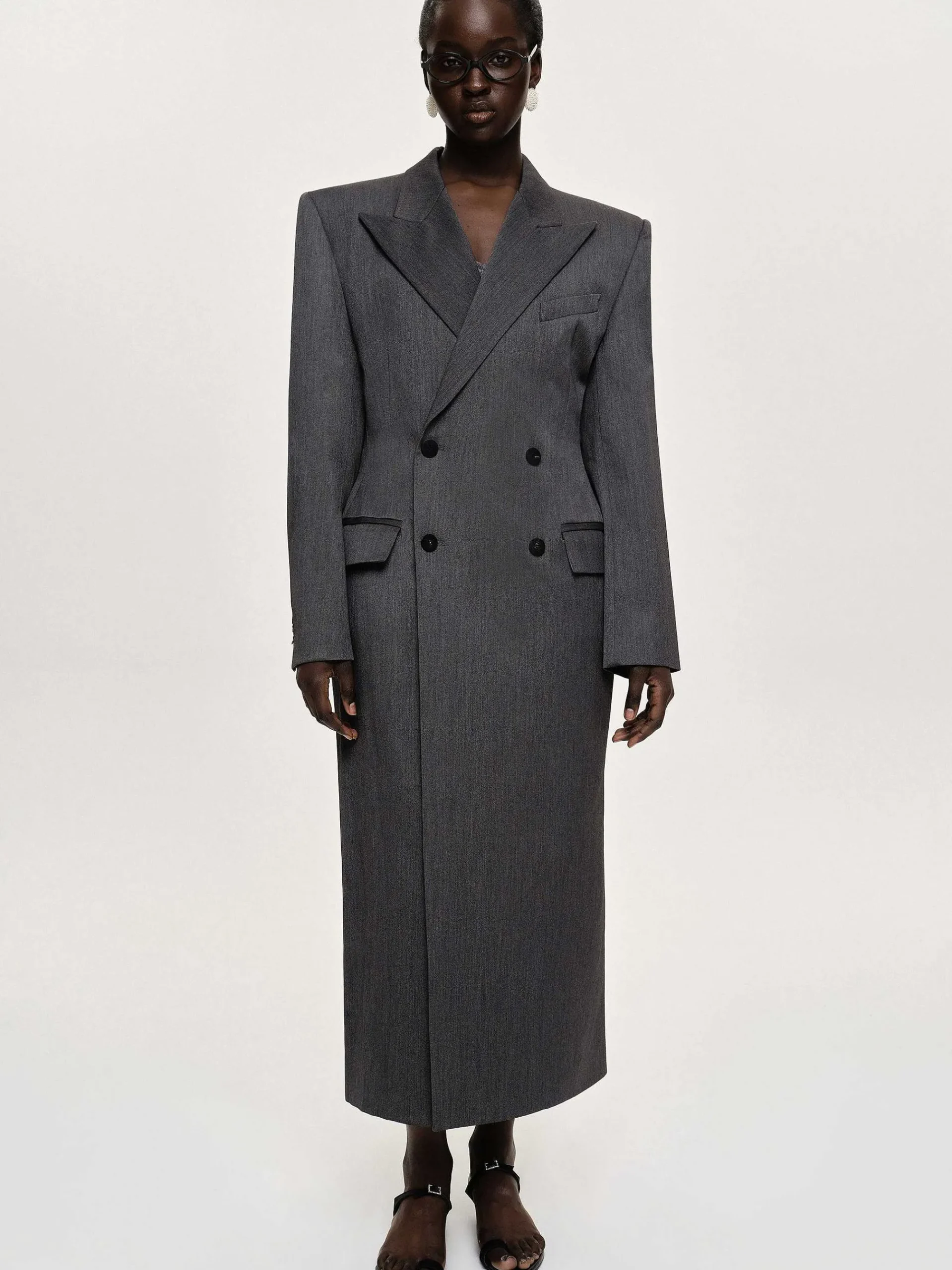 Source Unknown Vêtements D'Exterieur-Manteau Long Sablier Delphina, Anthracite