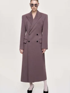 Source Unknown Vêtements D'Exterieur-Manteau Long Sablier Delphina, Gris Mauve