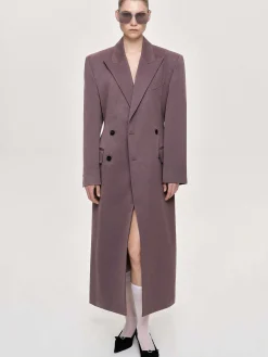 Source Unknown Vêtements-Manteau Long Sablier Delphina, Gris Mauve