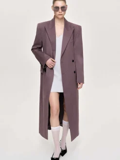Source Unknown Vêtements-Manteau Long Sablier Delphina, Gris Mauve