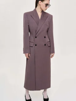 Source Unknown Vêtements-Manteau Long Sablier Delphina, Gris Mauve