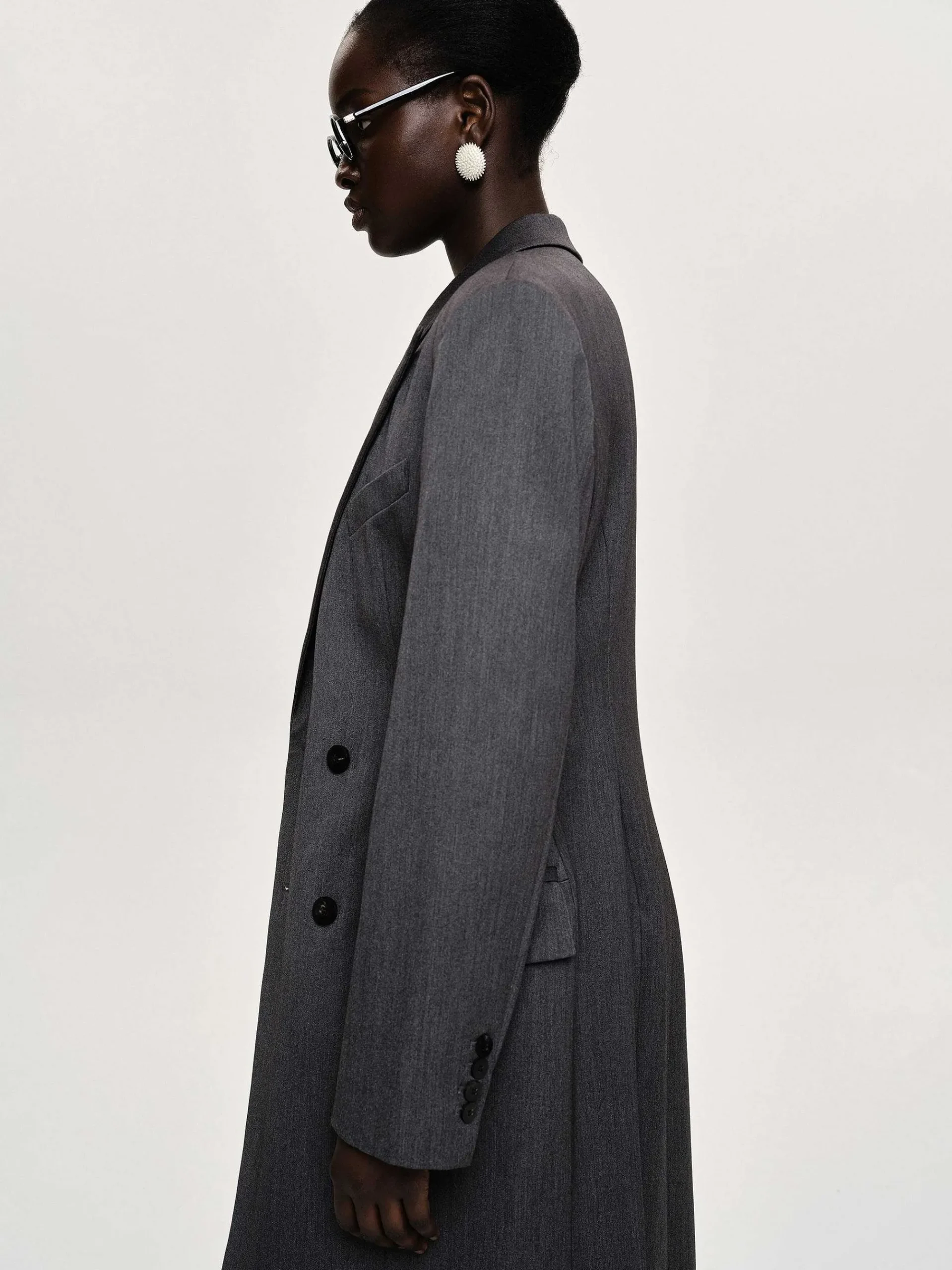 Source Unknown Vêtements-Manteau Long Sablier Delphina, Anthracite