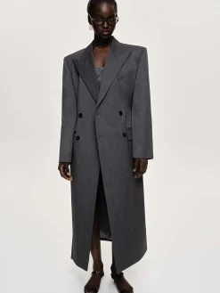 Source Unknown Vêtements-Manteau Long Sablier Delphina, Anthracite