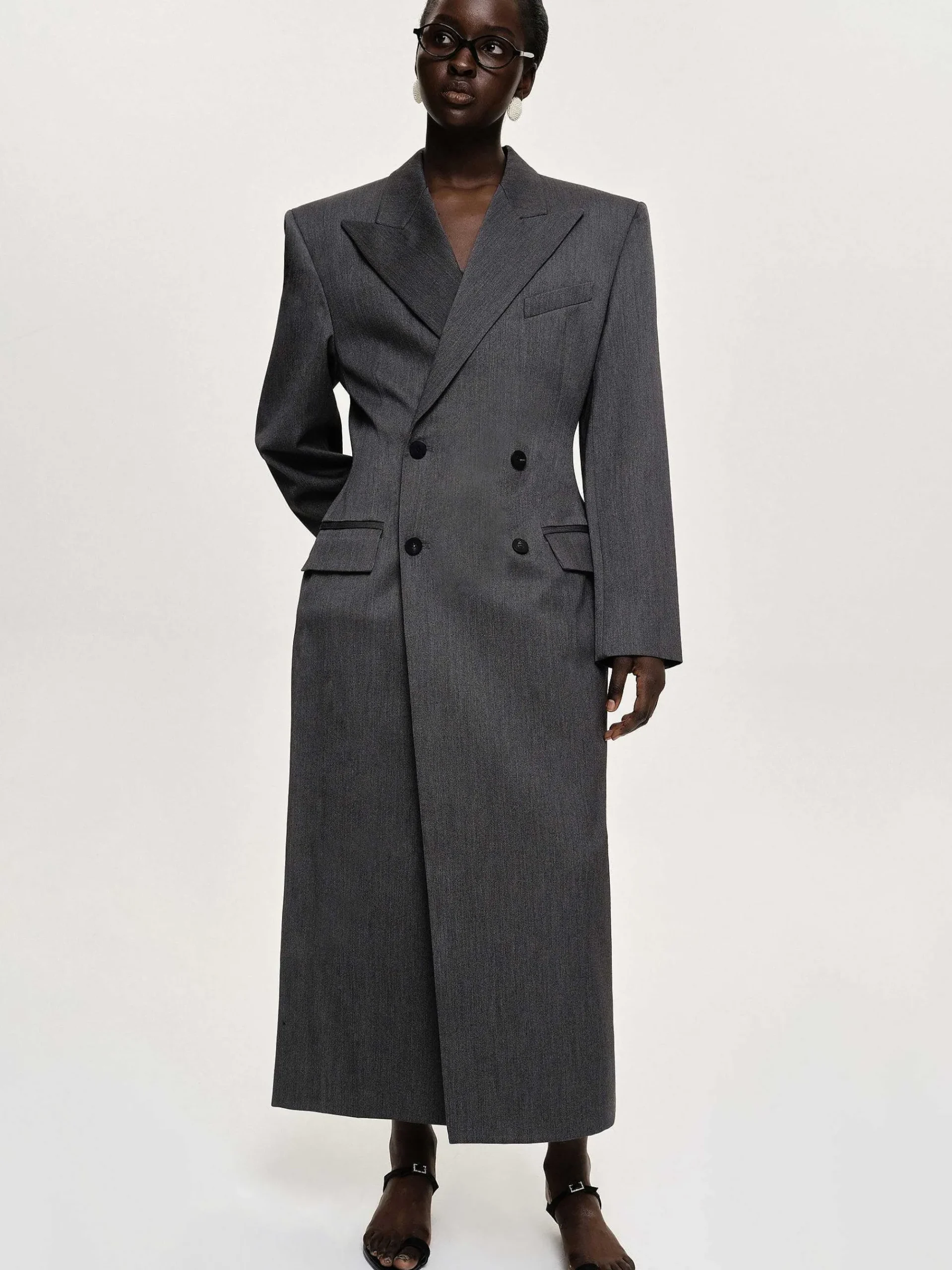 Source Unknown Vêtements-Manteau Long Sablier Delphina, Anthracite