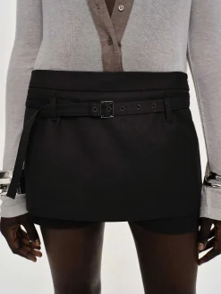 Source Unknown Vêtements-Mini-Jupe-Short Ceinturee Rioni, Haricot Noir