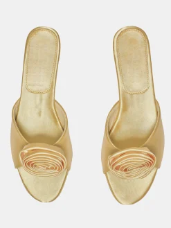 Source Unknown Chaussures Et Sacs-Mules En Satin Avec Appliques Roses, Babeurre