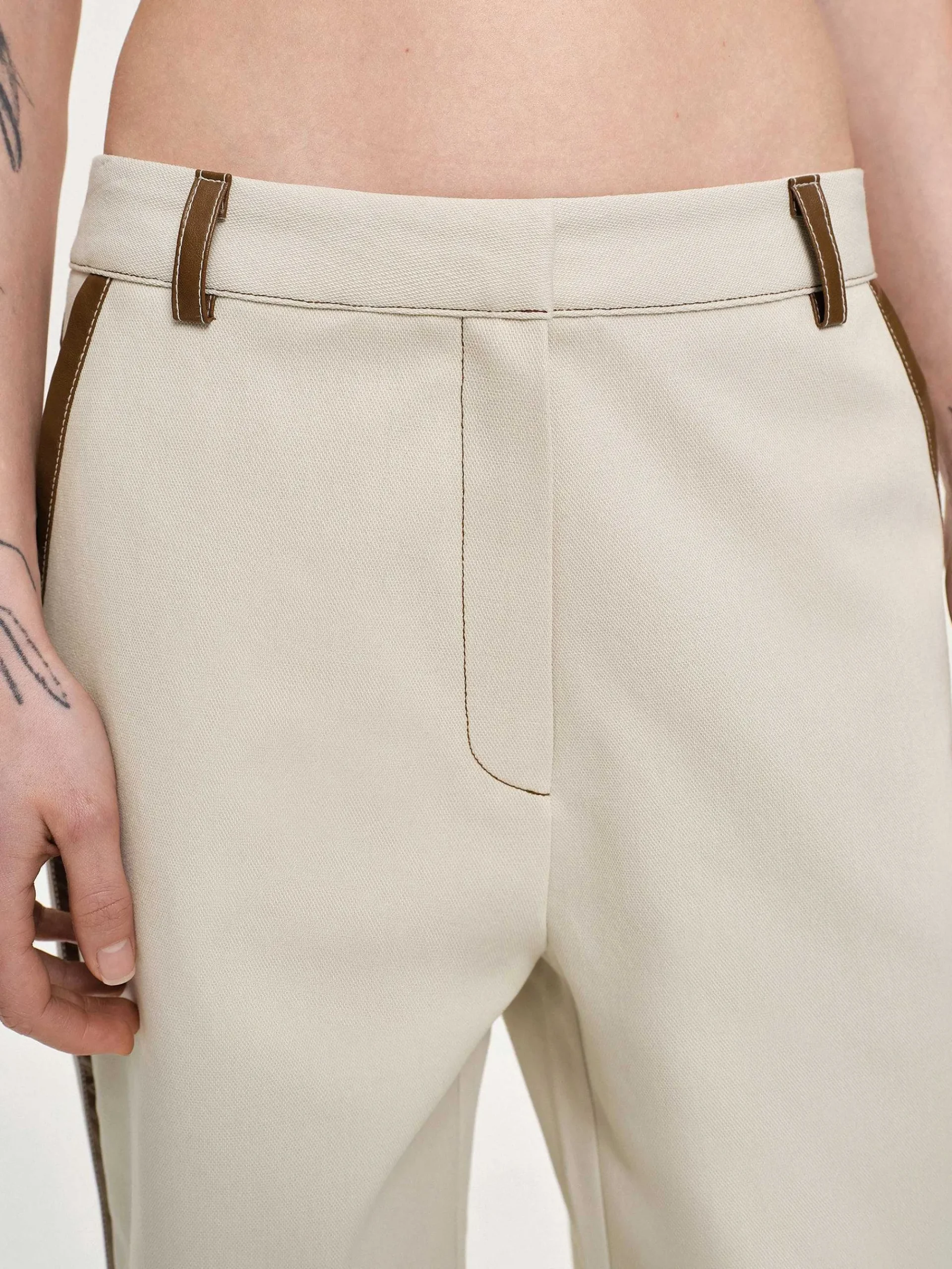 Source Unknown Bas-Pantalon A Finitions En Cuir, Toile