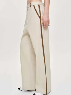 Source Unknown Coordonnées-Pantalon A Finitions En Cuir, Toile
