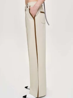 Source Unknown Coordonnées-Pantalon A Finitions En Cuir, Toile