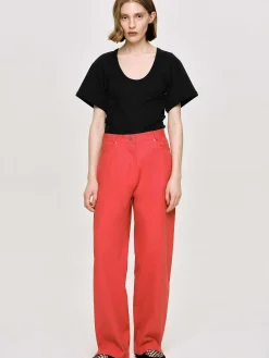 Source Unknown Bas-Pantalon A Jambe Cylindrique, Rouge