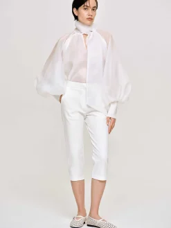 Source Unknown Vêtements-Pantalon Capri Slim, Blanc