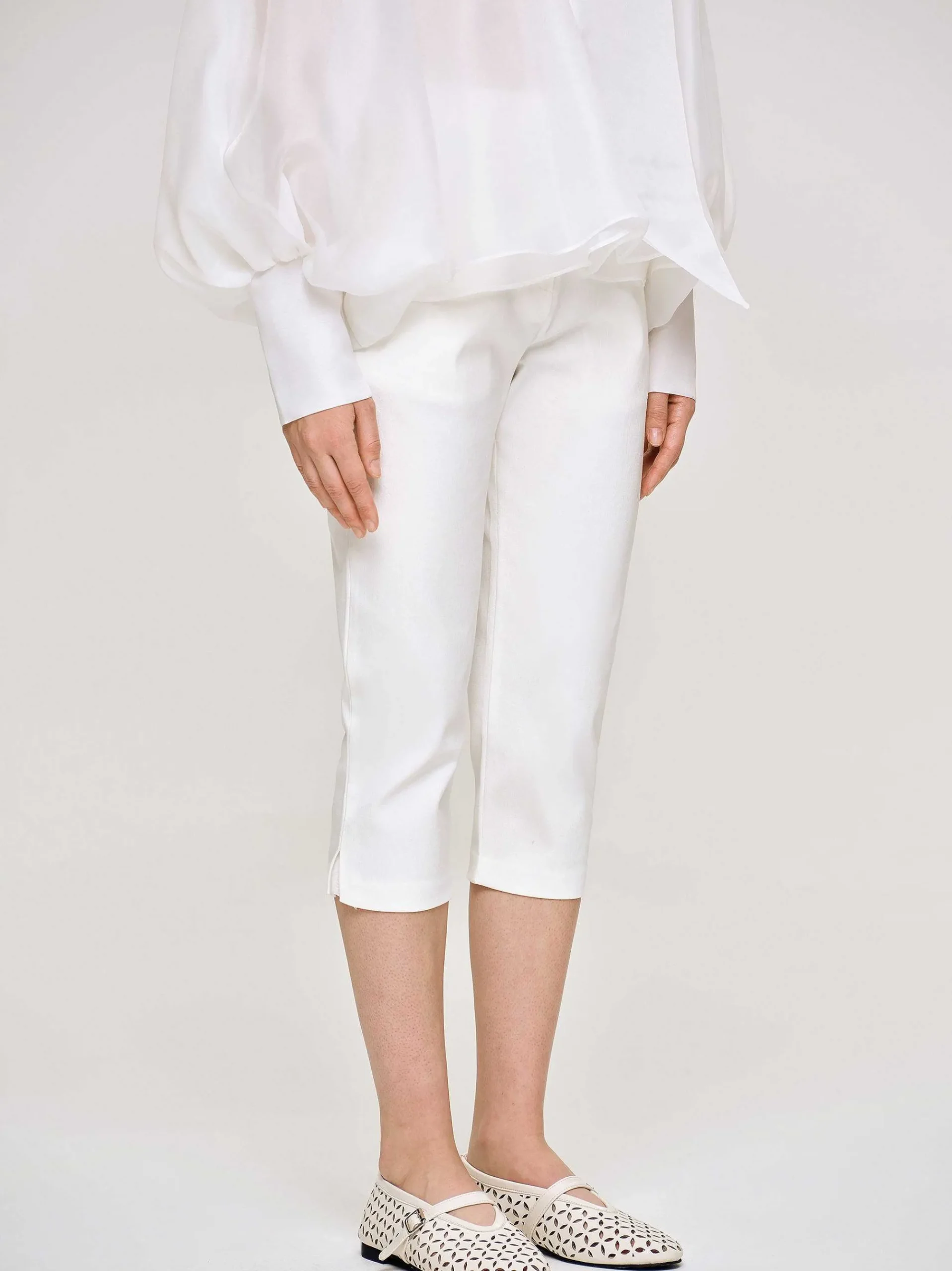 Source Unknown Vêtements-Pantalon Capri Slim, Blanc