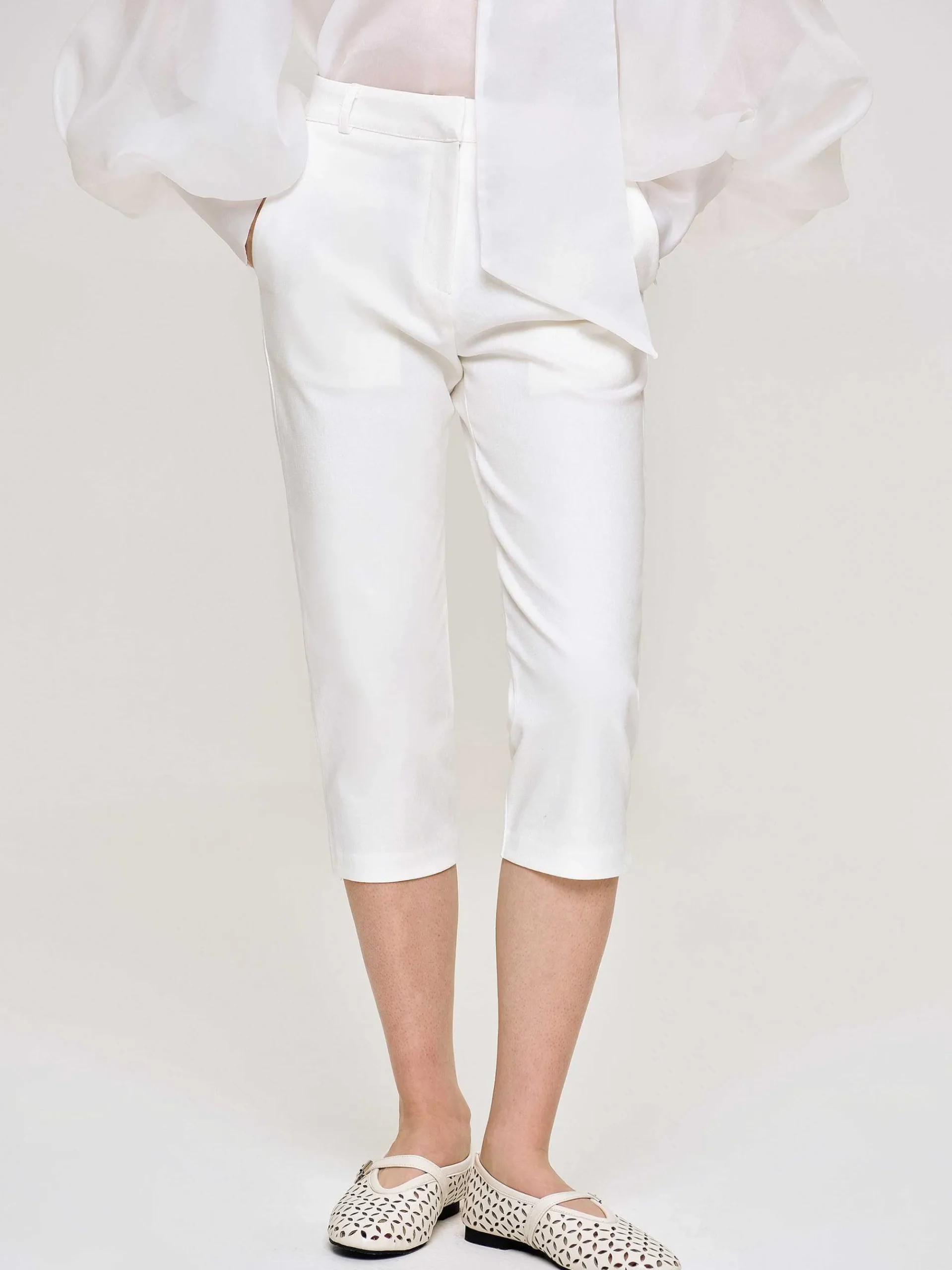 Source Unknown Bas-Pantalon Capri Slim, Blanc