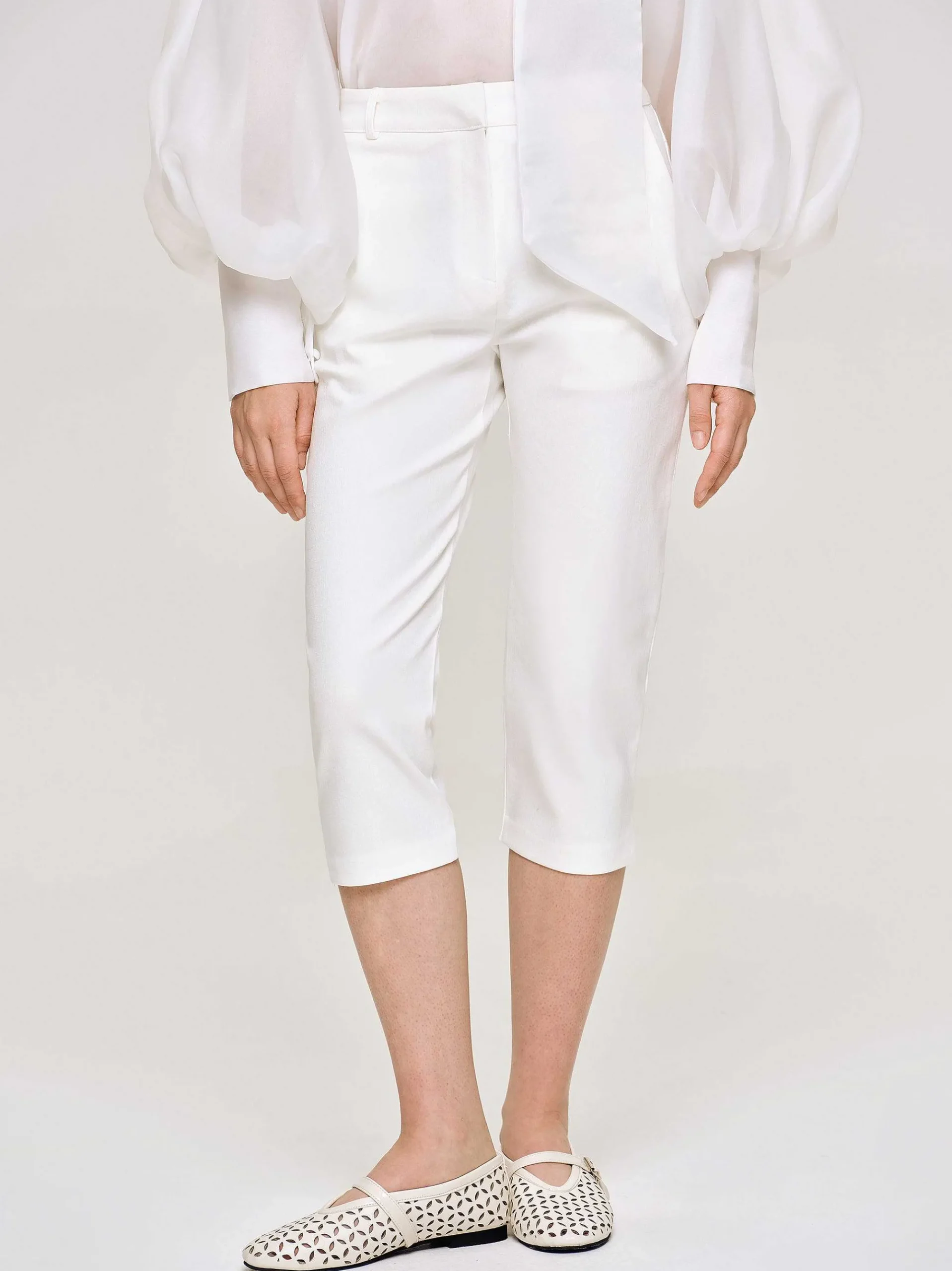 Source Unknown Bas-Pantalon Capri Slim, Blanc