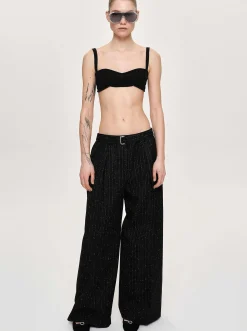 Source Unknown Bas-Pantalon De Costume Ceinture, Rayures Noires