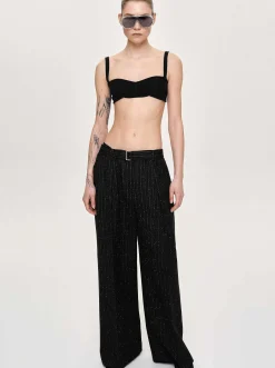 Source Unknown Bas-Pantalon De Costume Ceinture, Rayures Noires