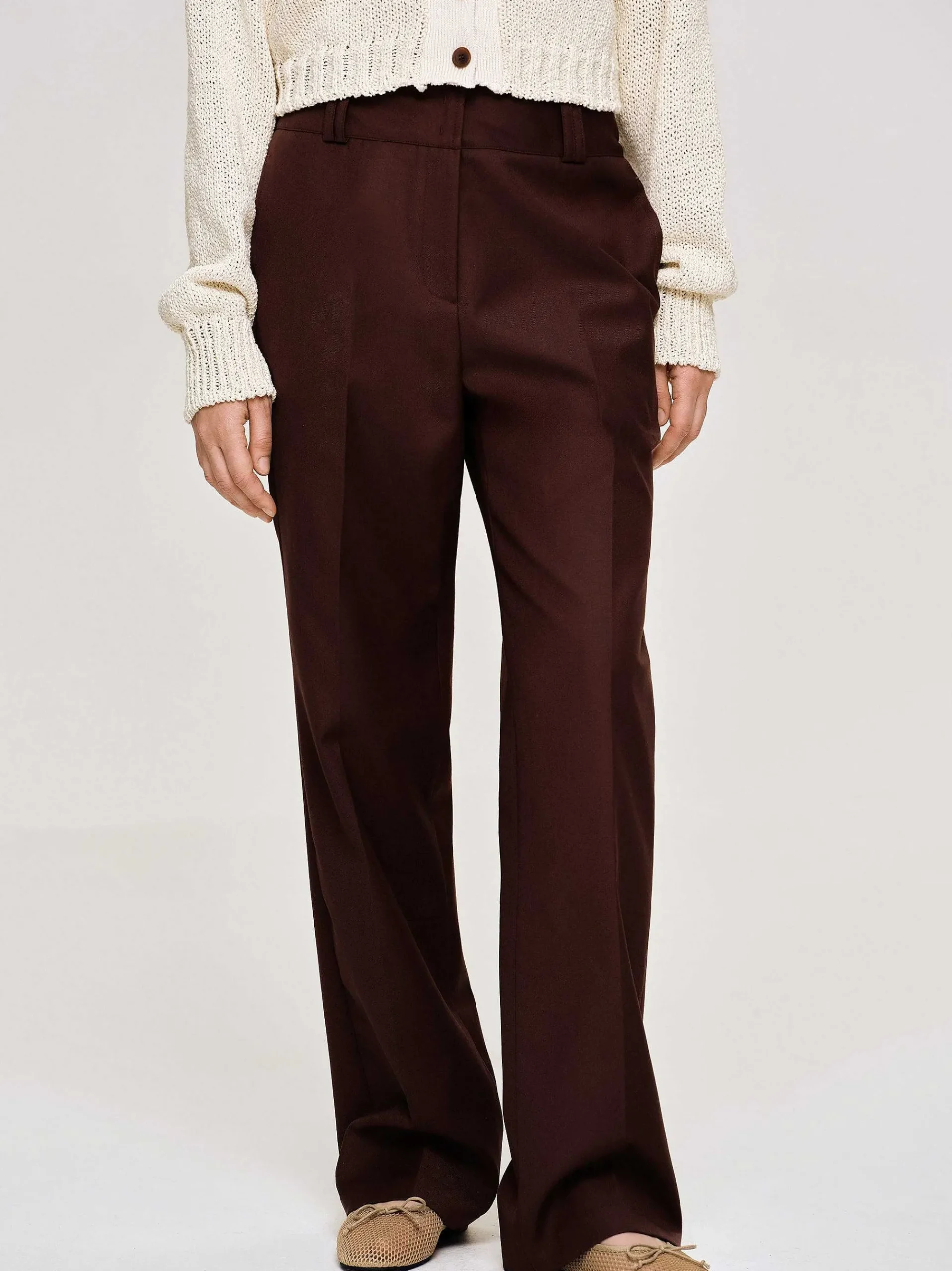 Source Unknown Bas-Pantalon De Costume En Gabardine, Marron Merlot