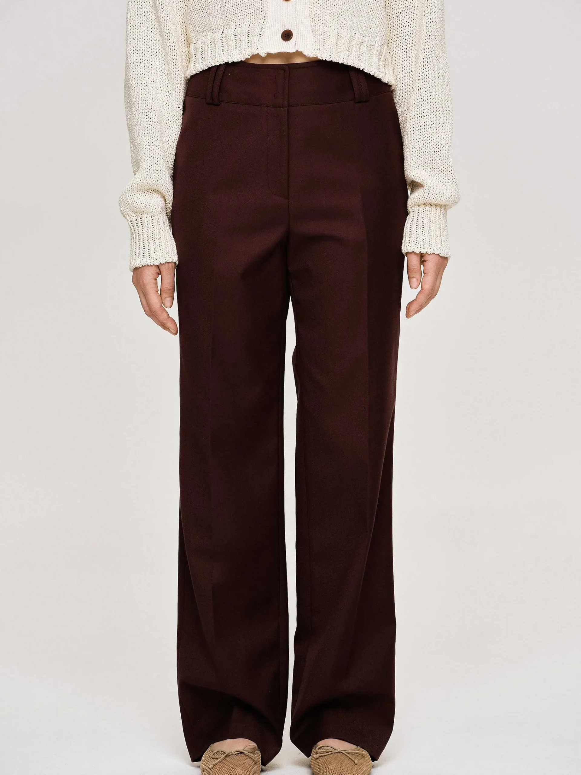 Source Unknown Bas-Pantalon De Costume En Gabardine, Marron Merlot