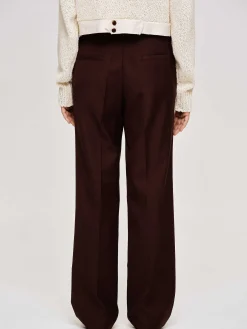 Source Unknown Bas-Pantalon De Costume En Gabardine, Marron Merlot
