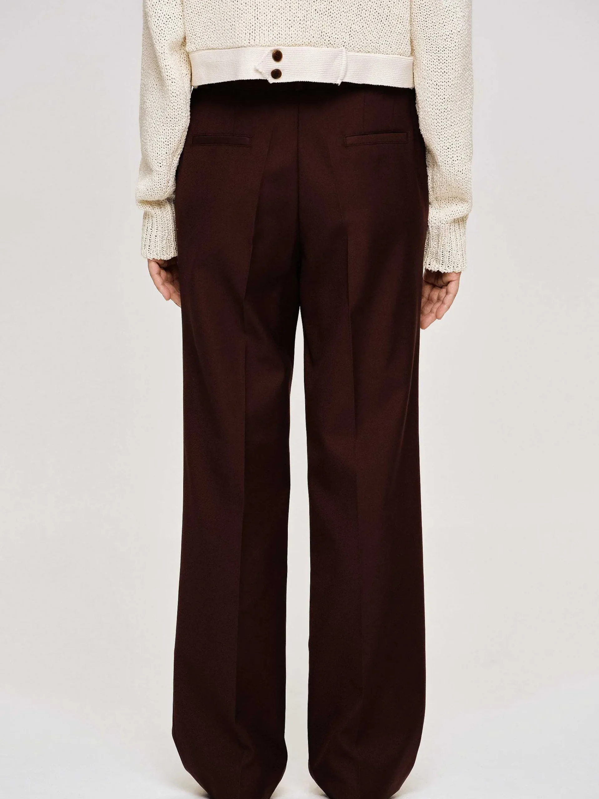 Source Unknown Vêtements-Pantalon De Costume En Gabardine, Marron Merlot
