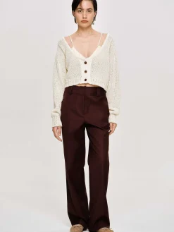 Source Unknown Vêtements-Pantalon De Costume En Gabardine, Marron Merlot