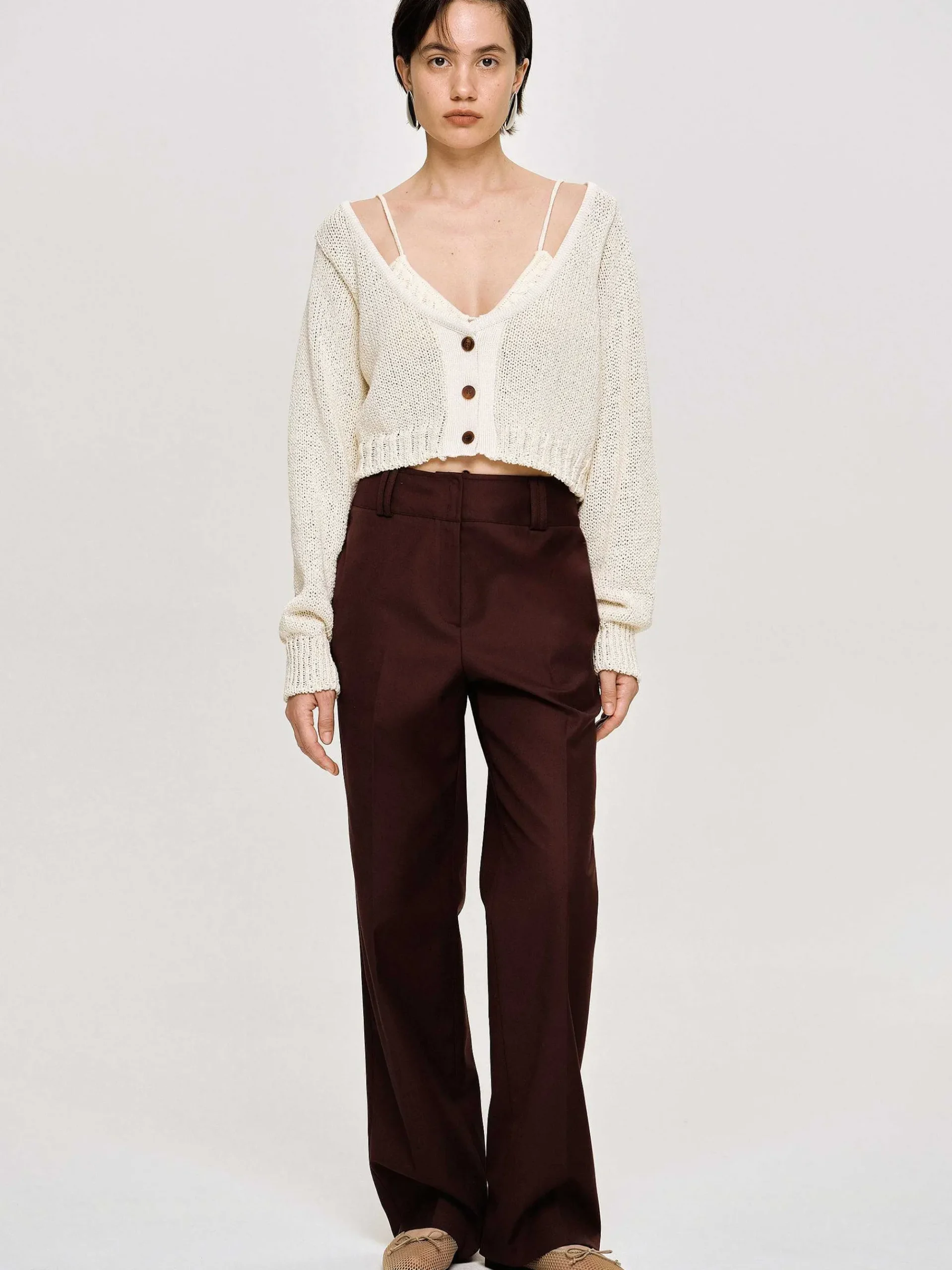 Source Unknown Vêtements-Pantalon De Costume En Gabardine, Marron Merlot