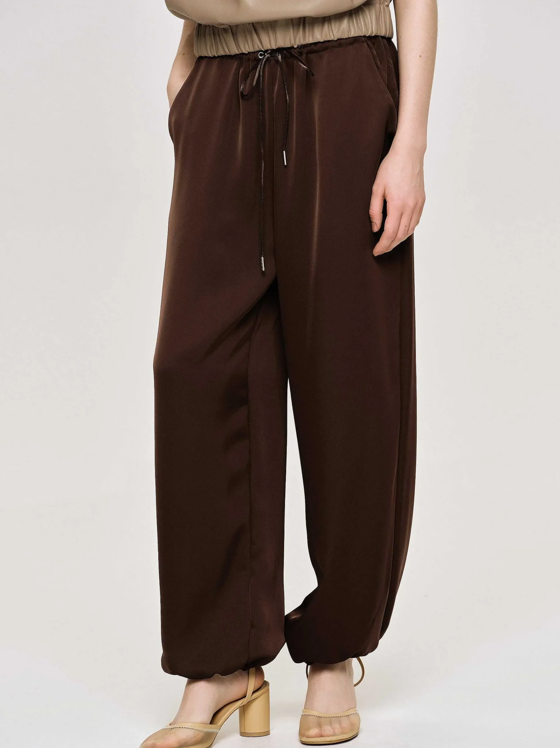 Source Unknown Bas-Pantalon De Jogging En Satin, Rouge Merlot
