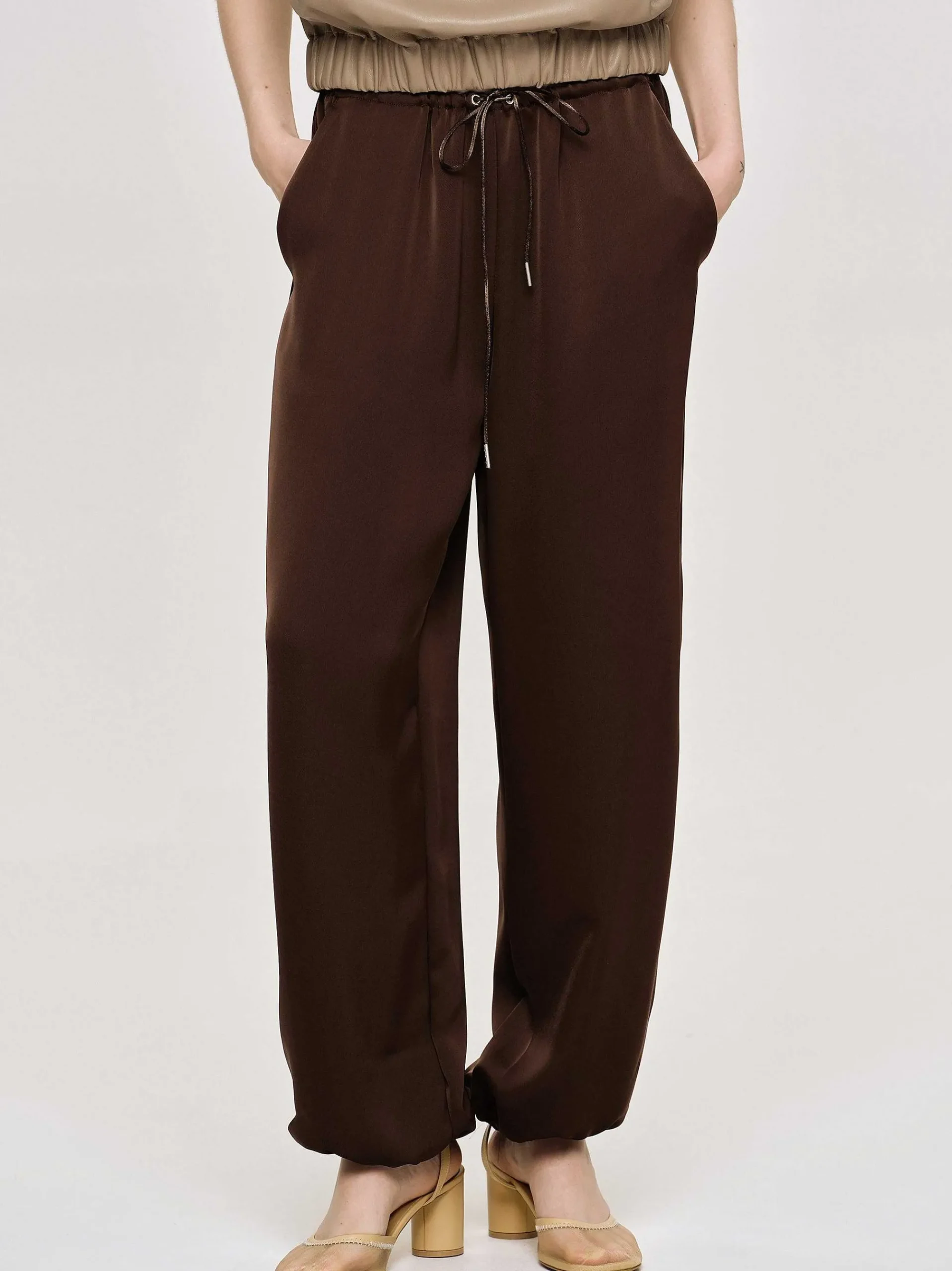Source Unknown Bas-Pantalon De Jogging En Satin, Rouge Merlot