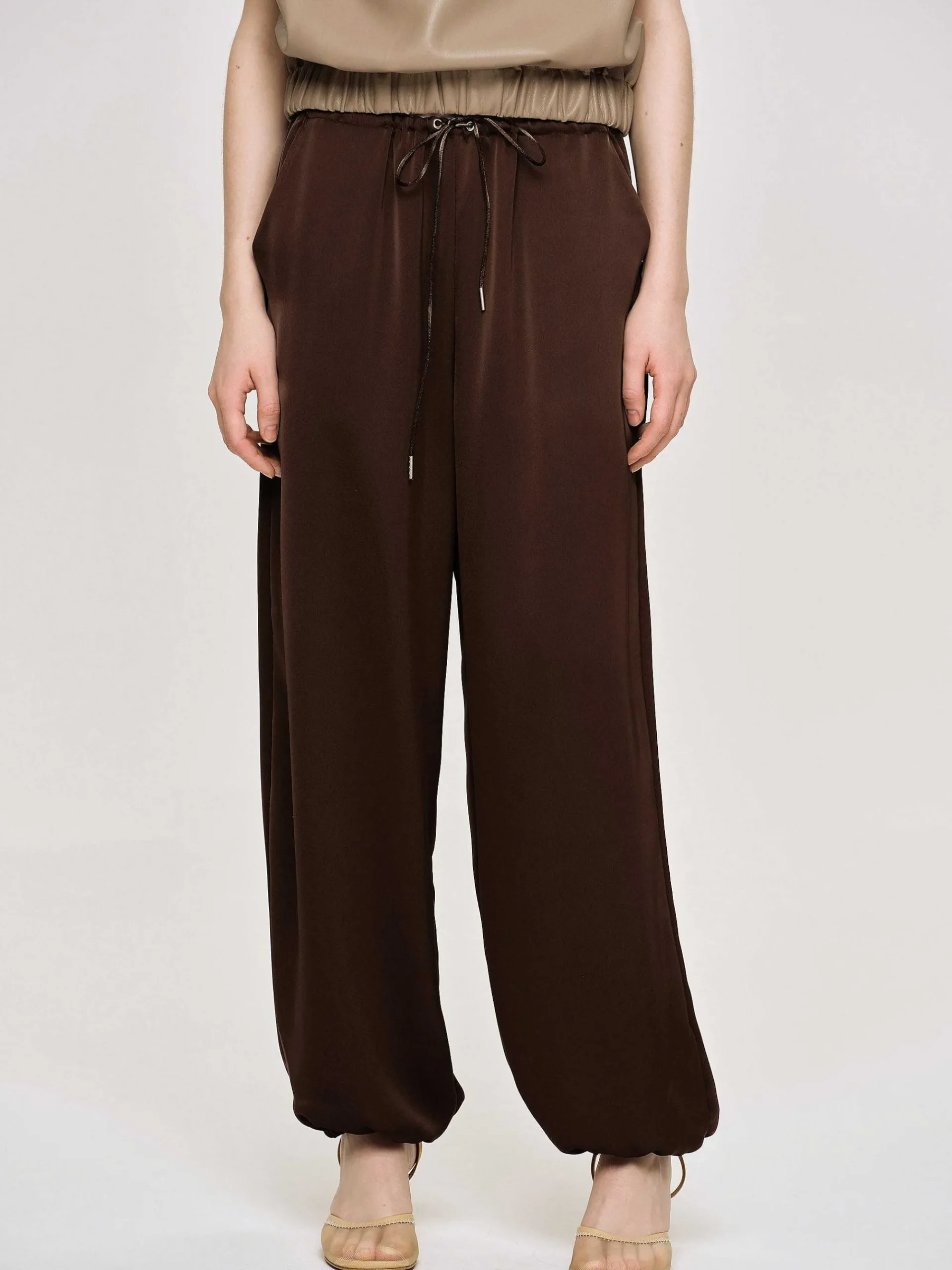 Source Unknown Bas-Pantalon De Jogging En Satin, Rouge Merlot