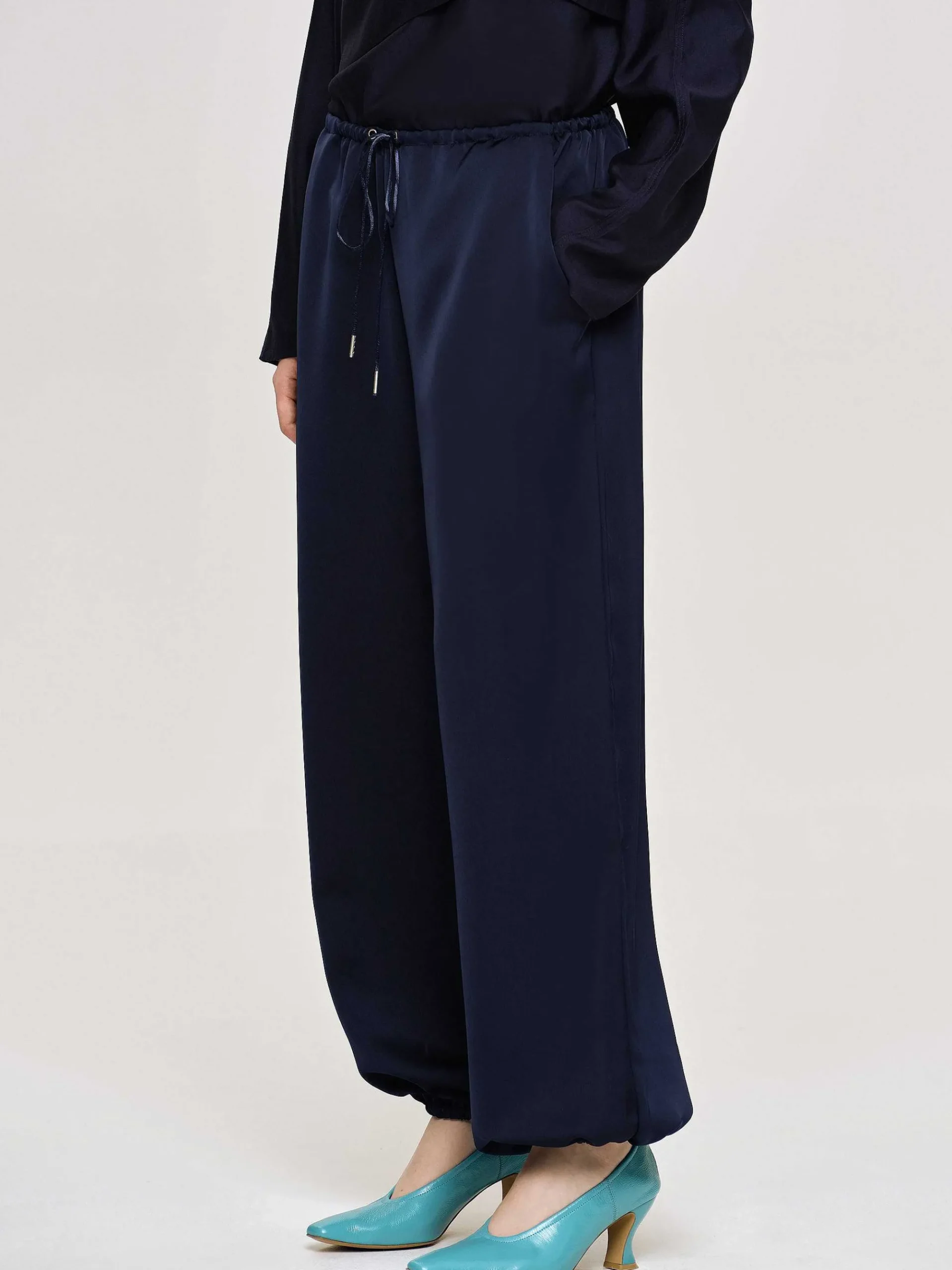 Source Unknown Bas-Pantalon De Jogging En Satin, Bleu Marine