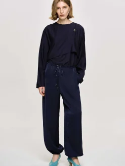 Source Unknown Vêtements-Pantalon De Jogging En Satin, Bleu Marine
