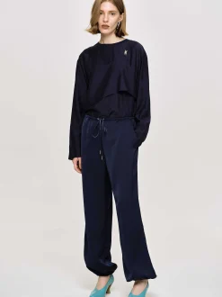 Source Unknown Vêtements-Pantalon De Jogging En Satin, Bleu Marine