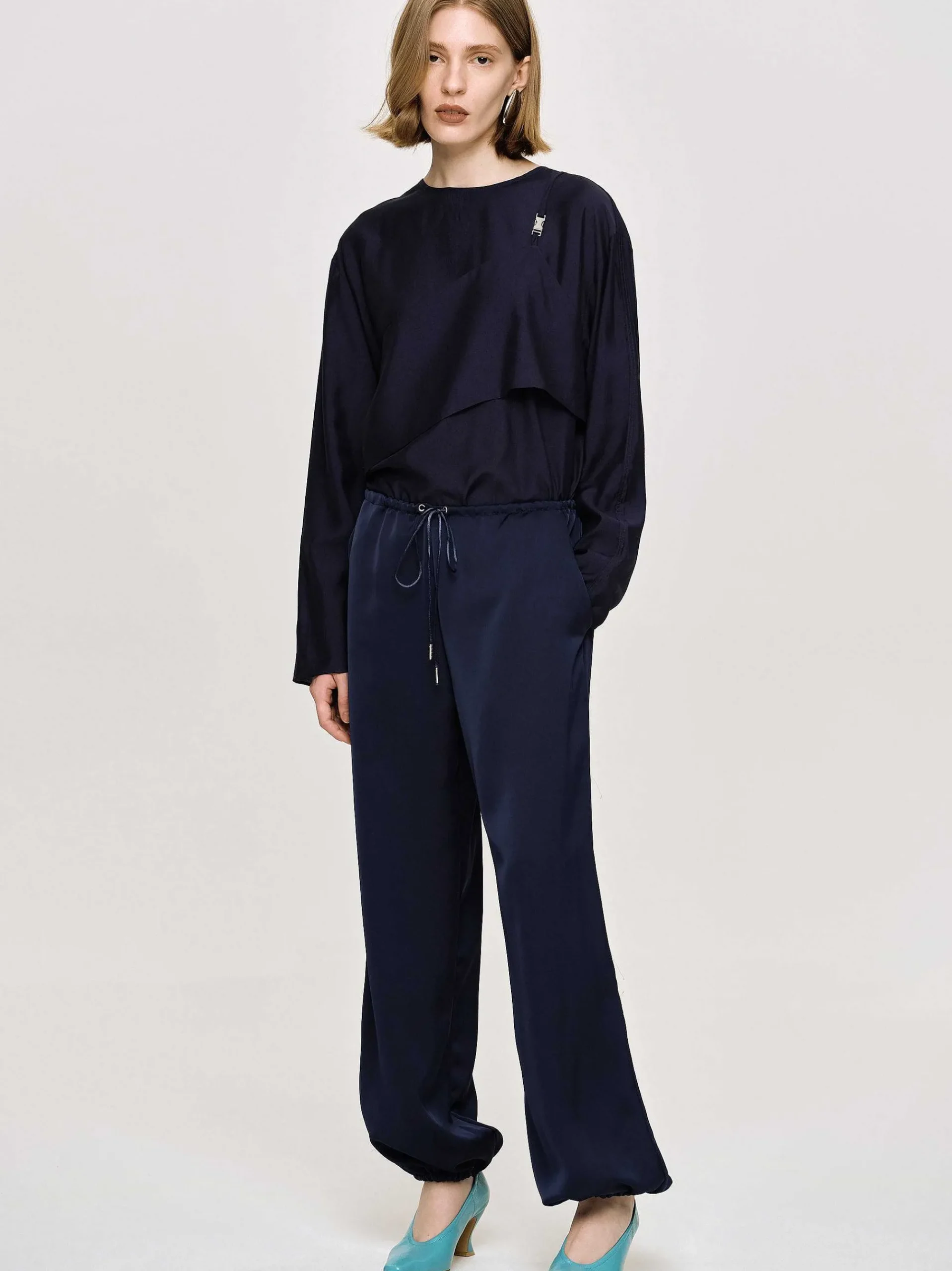 Source Unknown Vêtements-Pantalon De Jogging En Satin, Bleu Marine