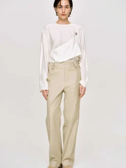 Source Unknown Vêtements-Pantalon Droit En Gabardine, Beige