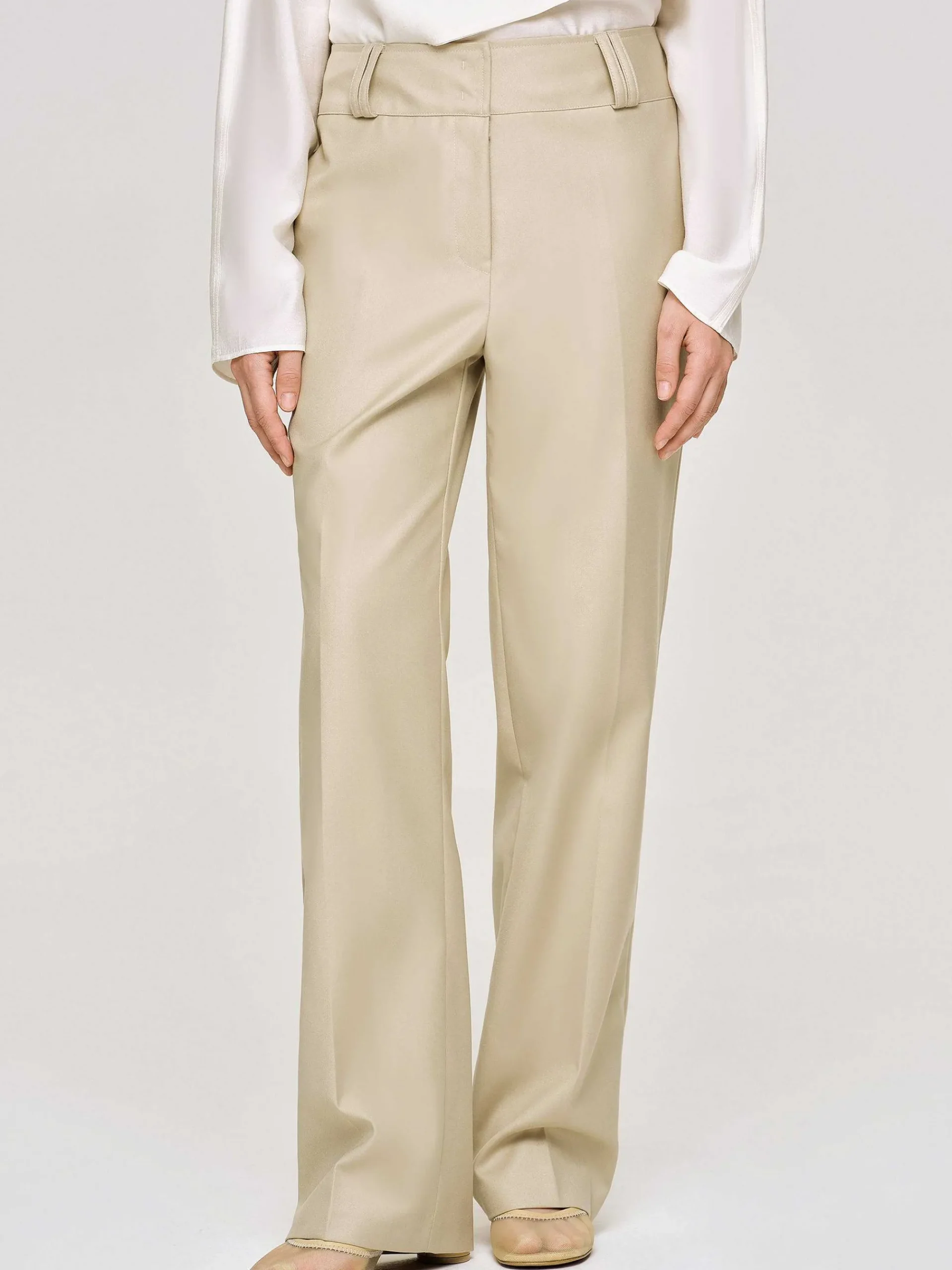 Source Unknown Vêtements-Pantalon Droit En Gabardine, Beige