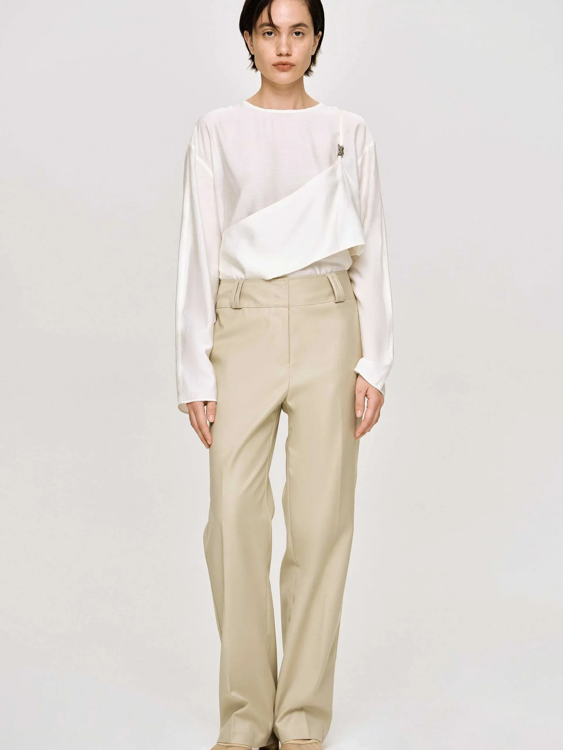 Source Unknown Bas-Pantalon Droit En Gabardine, Beige