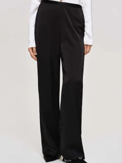 Source Unknown Accessoires-Pantalon En Crepe Satine, Noir