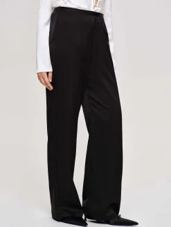 Source Unknown Accessoires-Pantalon En Crepe Satine, Noir