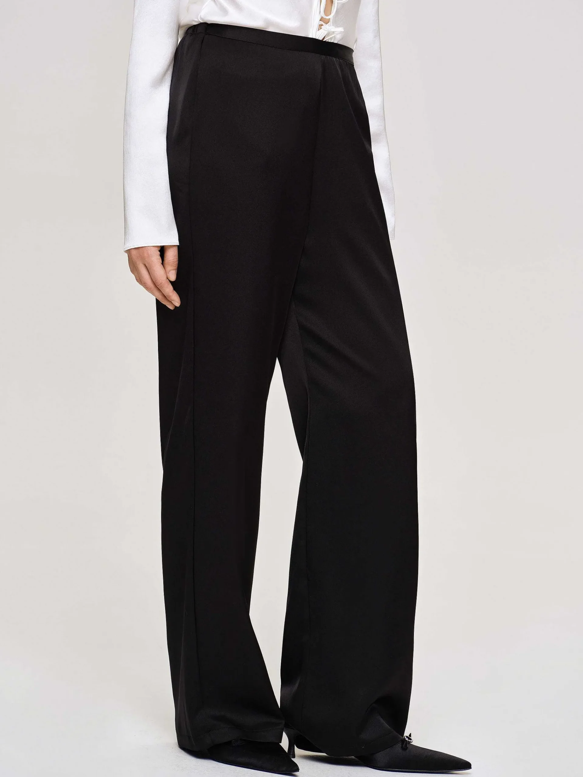 Source Unknown Accessoires-Pantalon En Crepe Satine, Noir