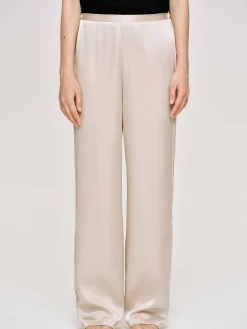 Source Unknown Accessoires-Pantalon En Crepe Satine, Champagne