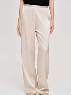 Source Unknown Accessoires-Pantalon En Crepe Satine, Champagne