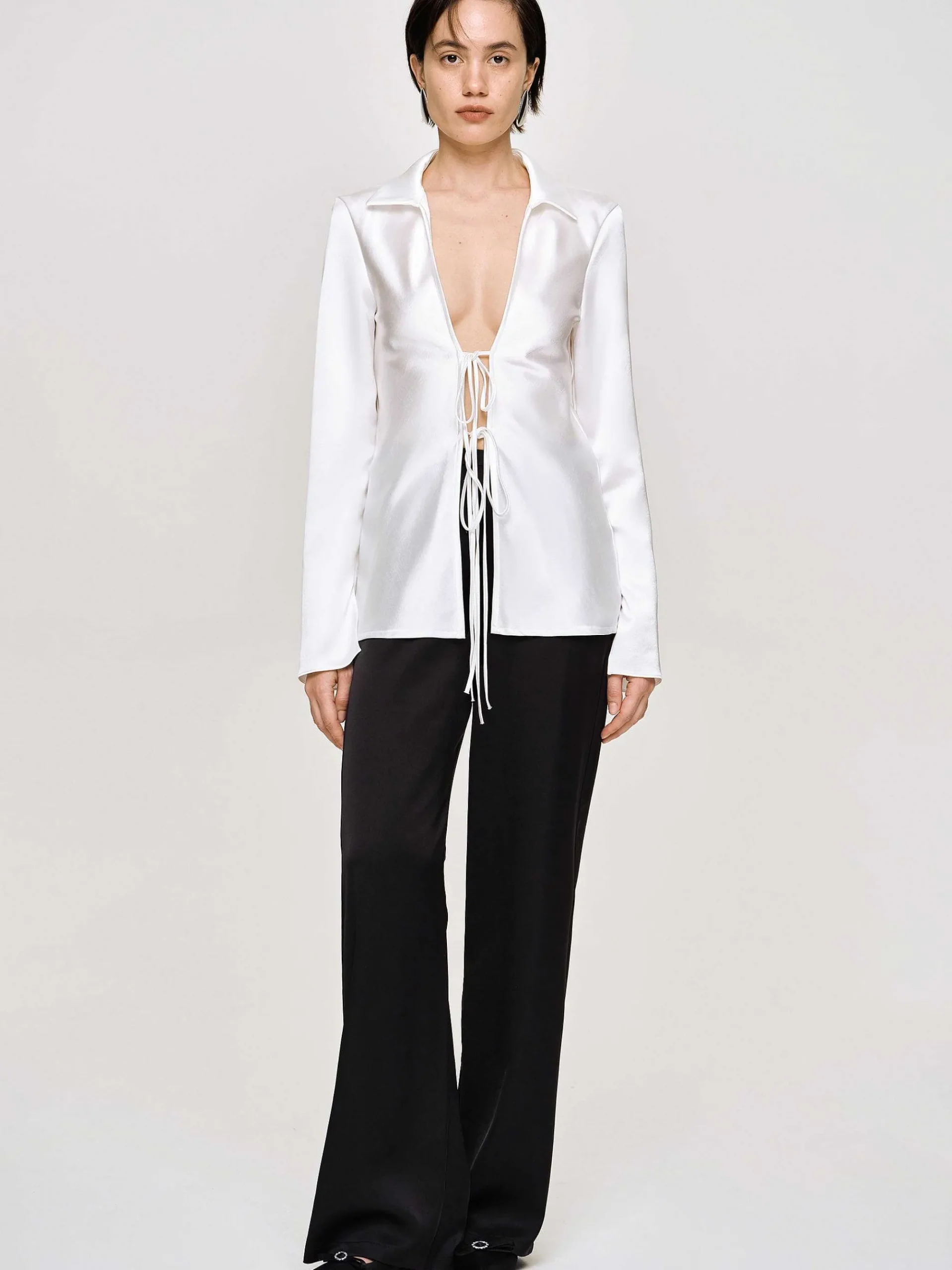 Source Unknown Accessoires-Pantalon En Crepe Satine, Noir