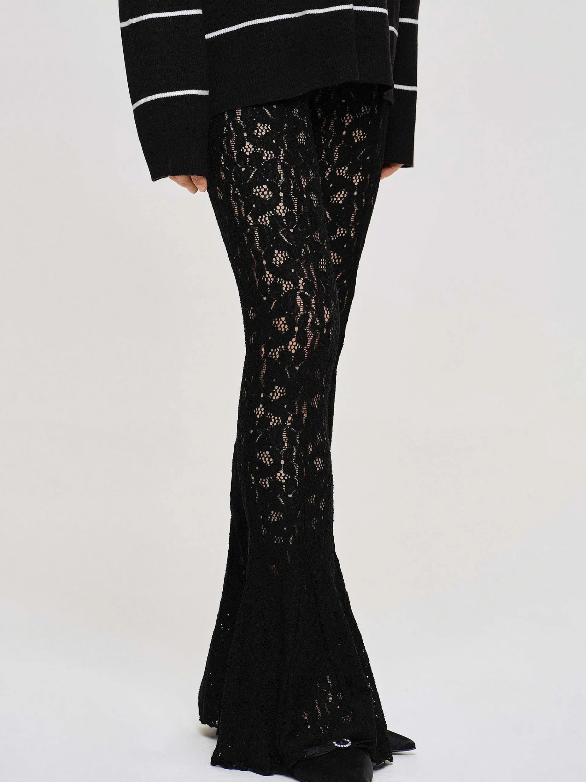 Source Unknown Accessoires-Pantalon En Dentelle Chantilly, Noir