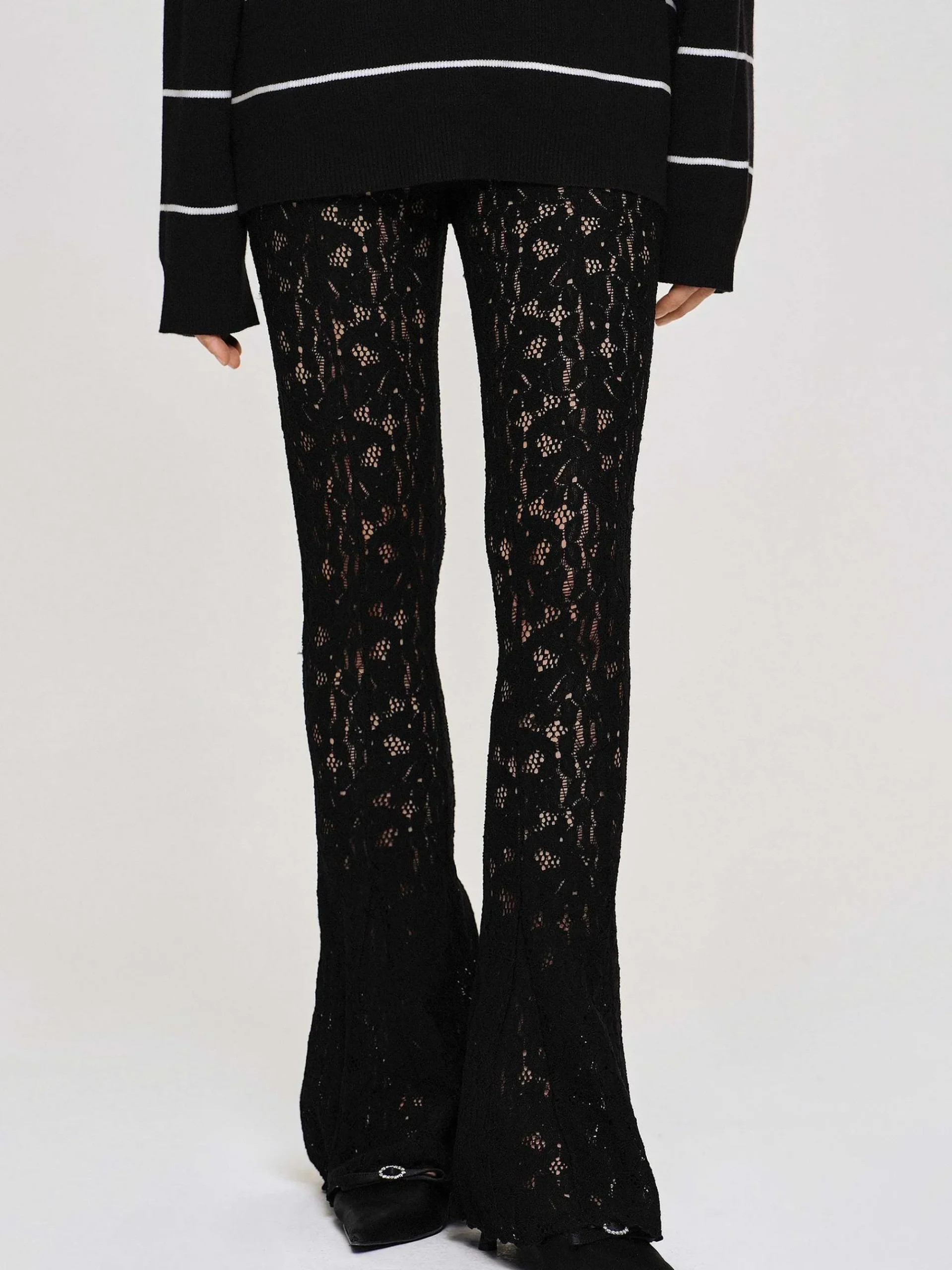 Source Unknown Accessoires-Pantalon En Dentelle Chantilly, Noir