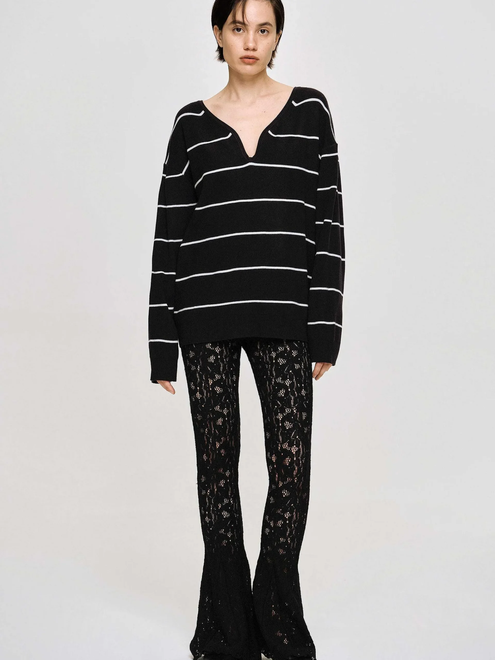 Source Unknown Accessoires-Pantalon En Dentelle Chantilly, Noir