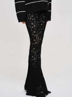 Source Unknown Accessoires-Pantalon En Dentelle Chantilly, Noir