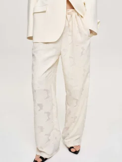 Source Unknown Vêtements-Pantalon Jacquard A Cordon, Ivoire
