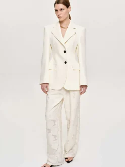 Source Unknown Vêtements-Pantalon Jacquard A Cordon, Ivoire