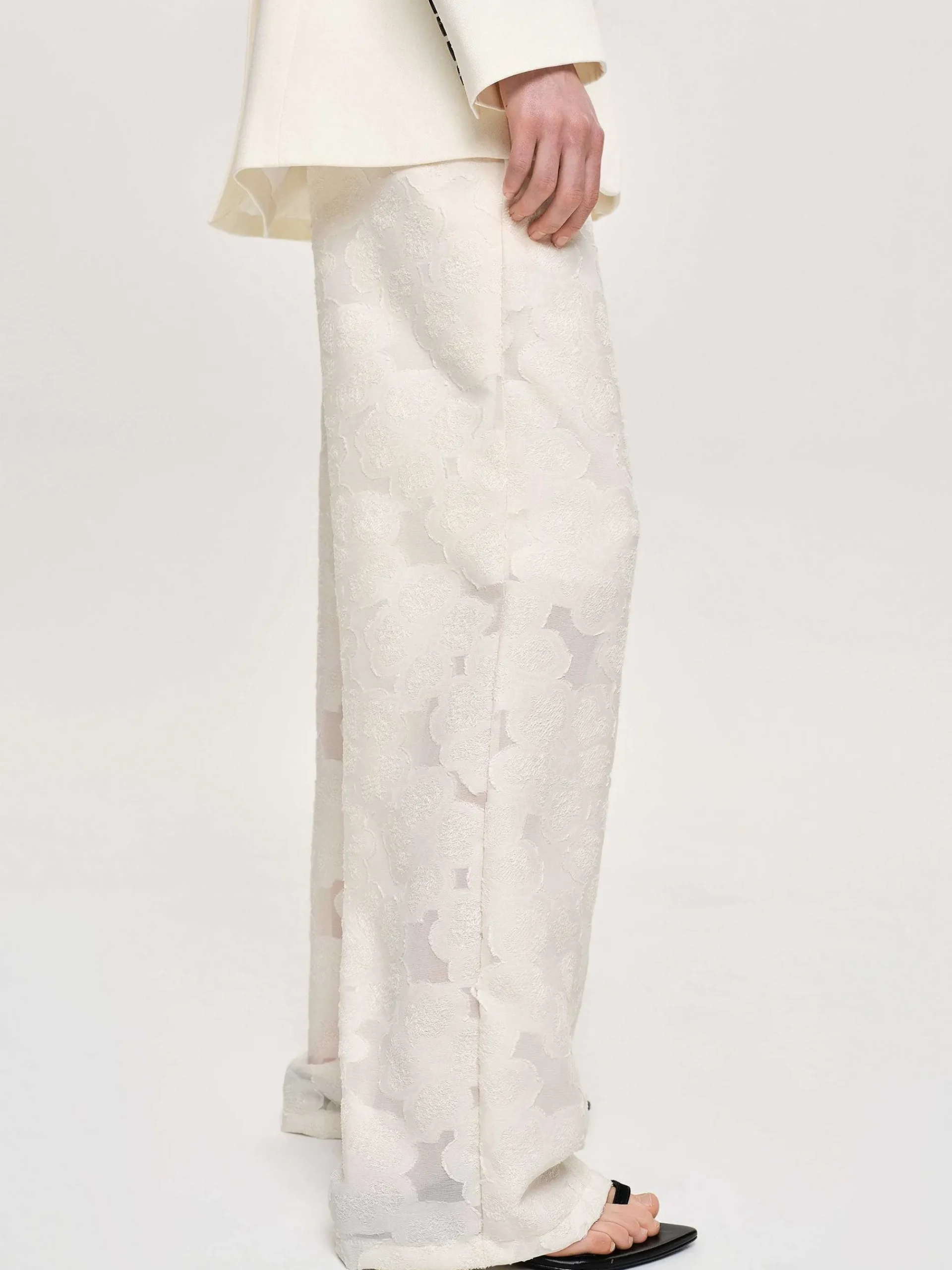 Source Unknown Bas-Pantalon Jacquard A Cordon, Ivoire