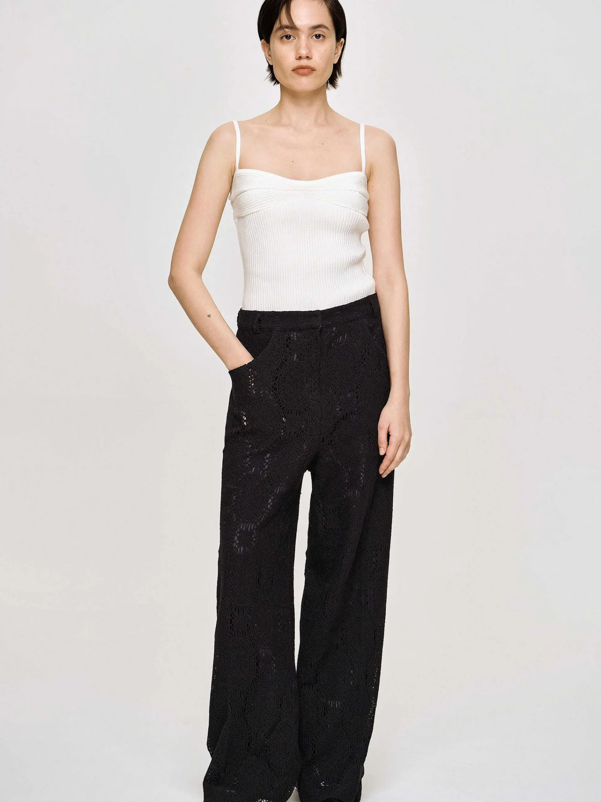 Source Unknown Bas-Pantalon Large Au Crochet Sevilla, Noir